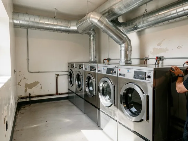 Apopka Dryer Vent Cleaning team performing large-scale commercial dryer vent cleaning in Apopka