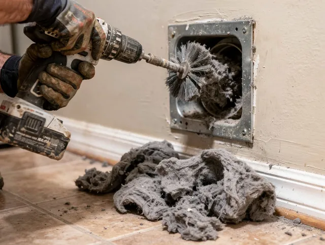 Certified Apopka Dryer Vent Cleaning technician performing dryer vent cleaning in Apopka
